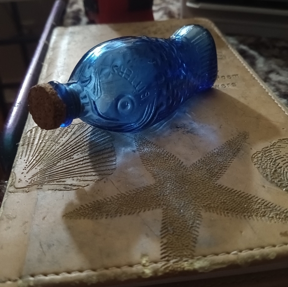 3" Vintage Dr. Fisch's Bitters Blue Bottle Mini - Picture 2 of 4